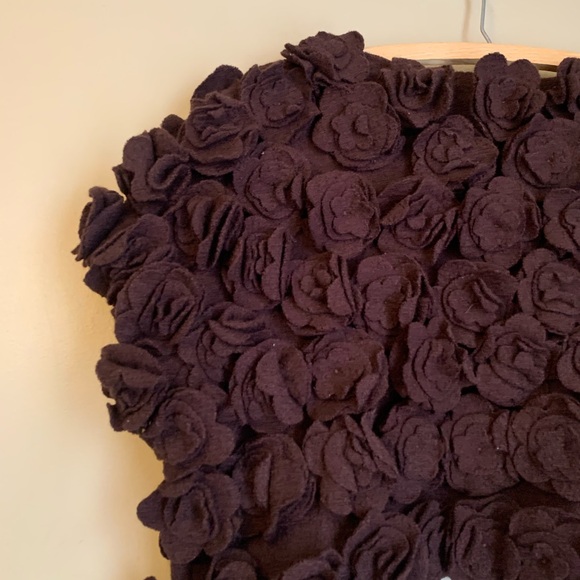 VTG Michael Simon Brown Shrug Cardigan Sweater Short Sleeve Artsy 3d Floral Wool - Picture 8 of 10